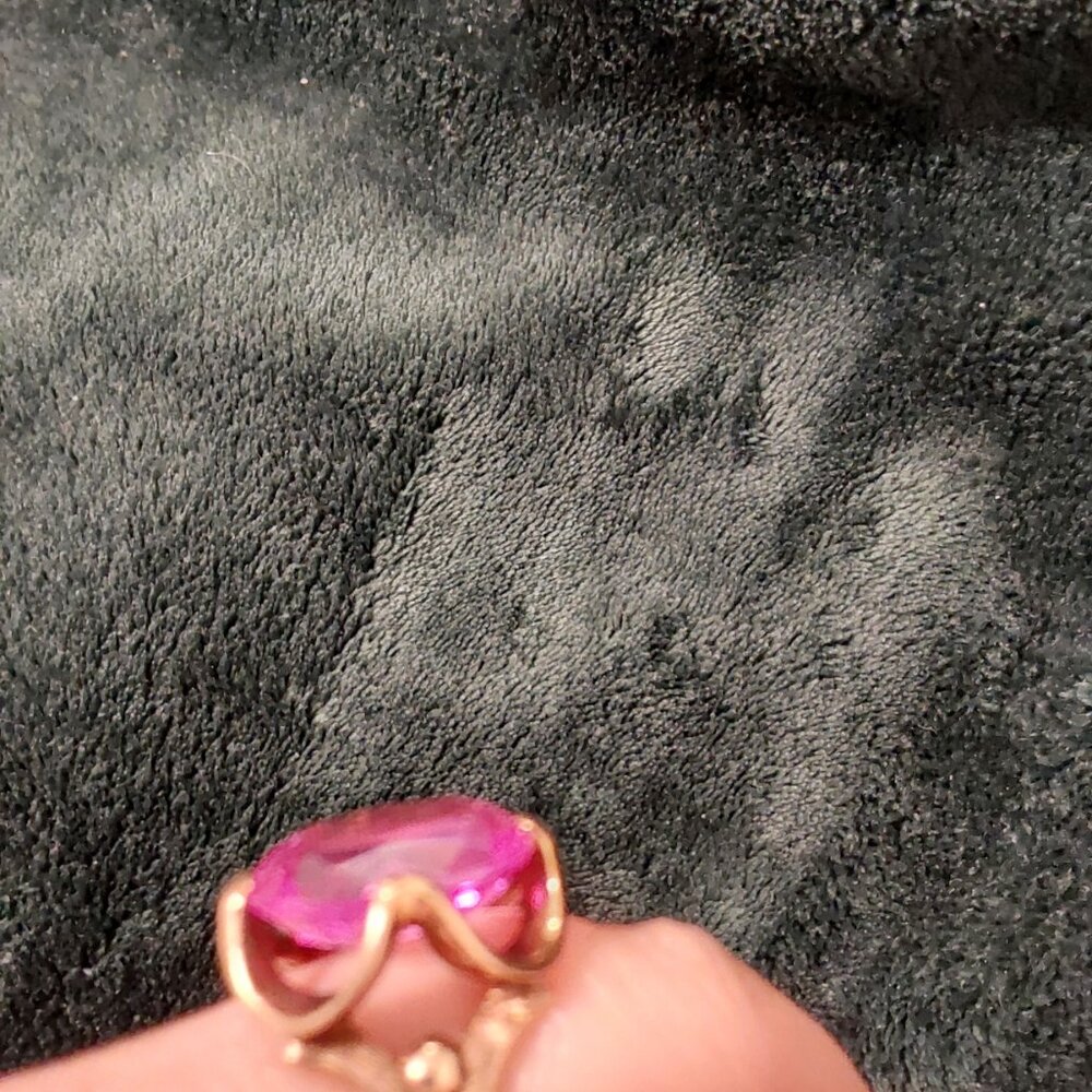 10 KT Gold, 1963 Edison's Jewelry store PINK GEMSTONE RING BEAUTIFUL - Picture 7 of 17